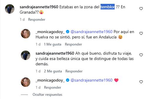 Mónica Goody responde preguntas sobre el temblor en el sur de España | Instagram