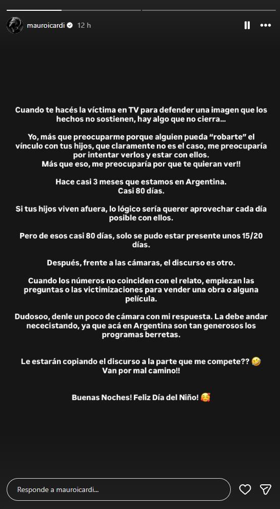 Mensaje de Mauro Icardi | Instagram