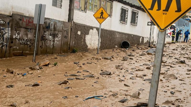 Aluvión en Tocopilla - Foto mejorada con IA