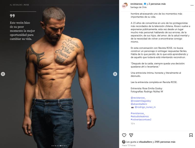Las fotos de desnudo de Álvaro Ballero generaron ola de críticas en redes | Instagram