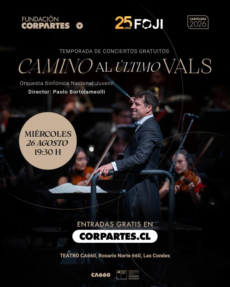 “Camino al último vals”: Concierto gratuito con la Orquesta Sinfónica Nacional Juvenil & Paolo Bortolameolli en Teatro CA660.