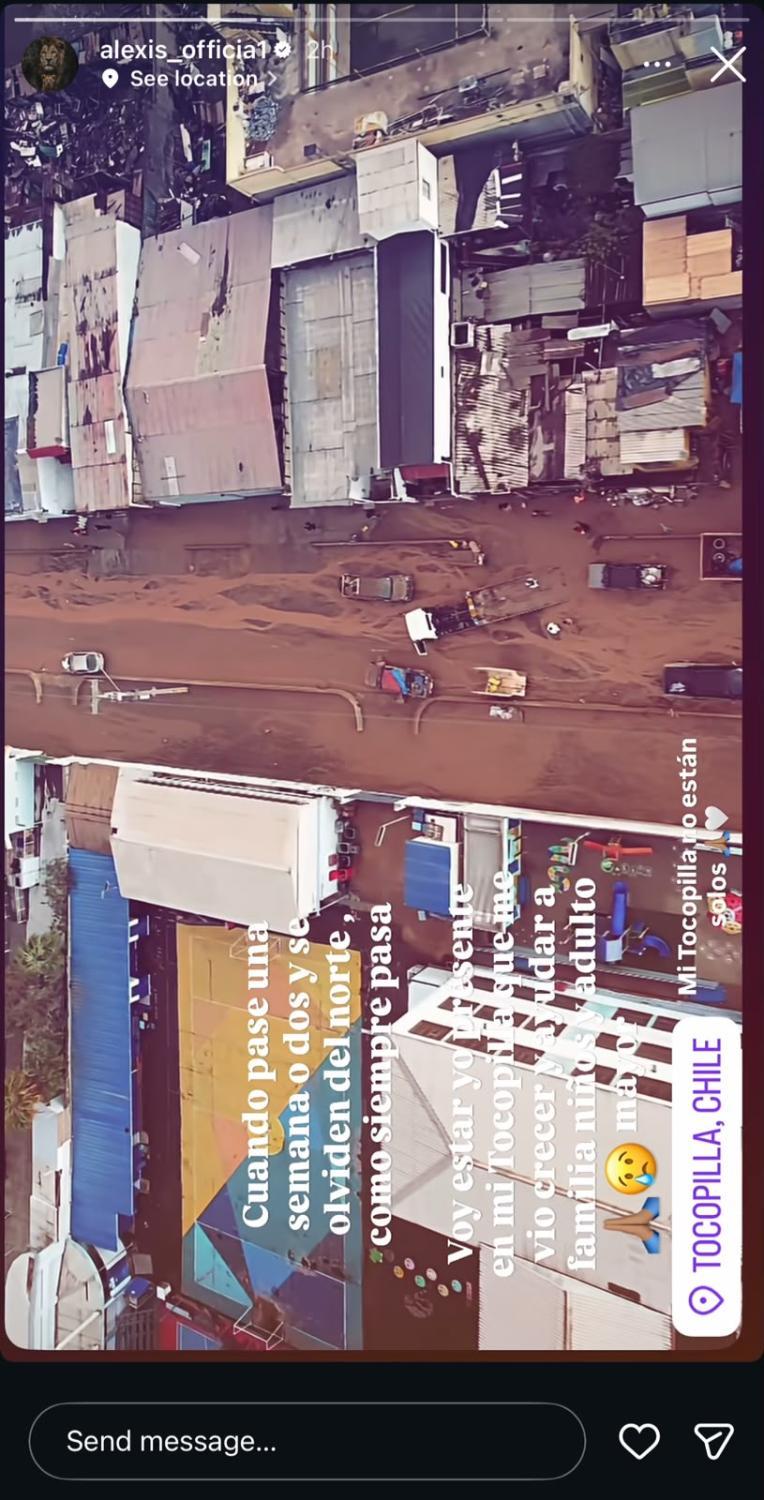 Alexis Sánchez envía mensaje a presidente Kast por la tragedia en Tocopilla | Instagram