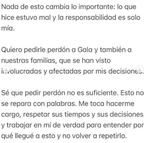La publicación que borró Luis Jiménez: tiene que ver con Gala.