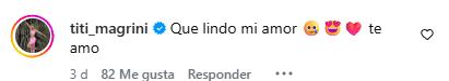 Comentarios de Titi a publicación de Cabrera | Crédito: Instagram Iván Cabrera