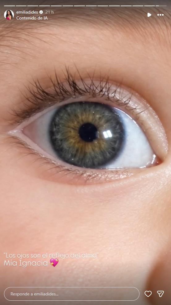 Emilia Dides muestra los ojos de su hija Mía | Crédito: Instagram Emilia Dides