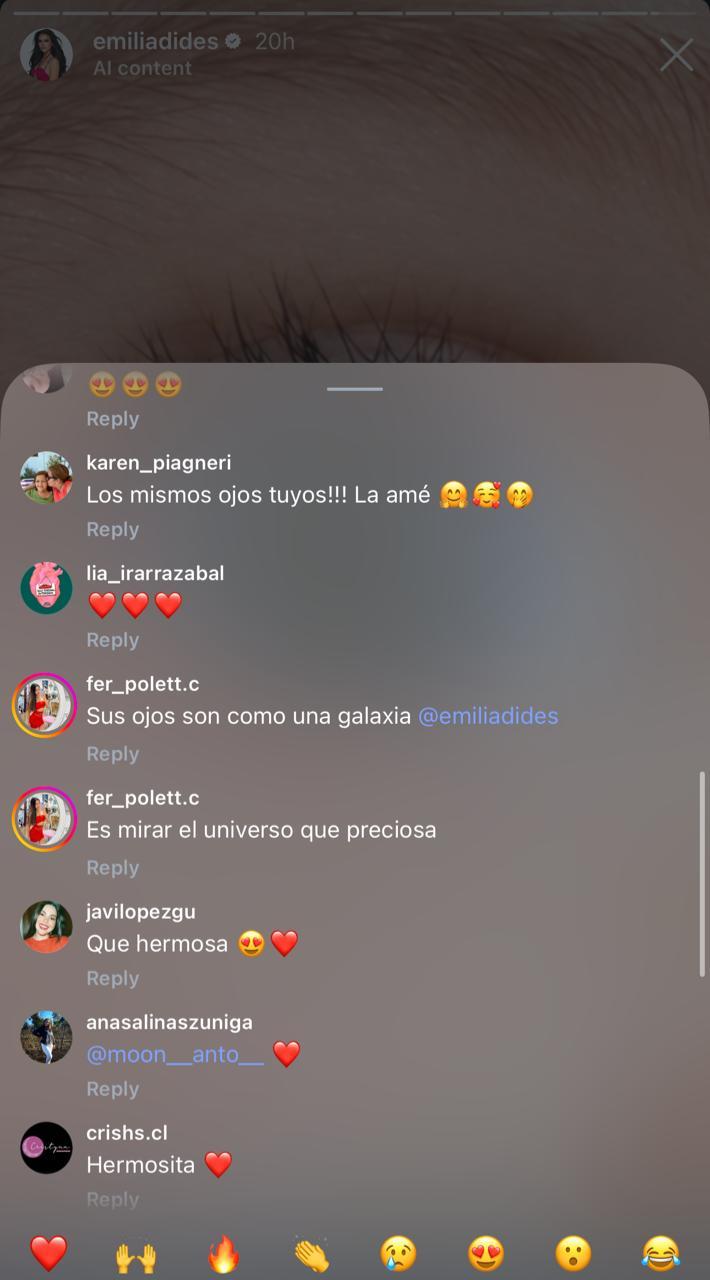 Reacciones a foto donde se muestra parte de la cara de la hija de Emilia Dides y Sammis Reyes | Crédito: Instagram Emilia Dides