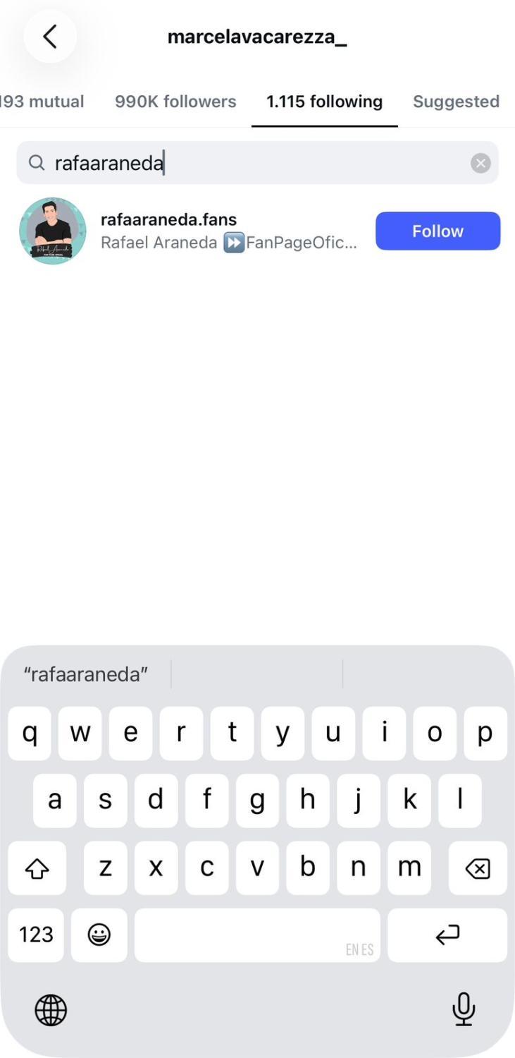 Marcela Vacarezza no sigue en Instagram a Rafael Areneda | Crédito: Marcela Vacarezza