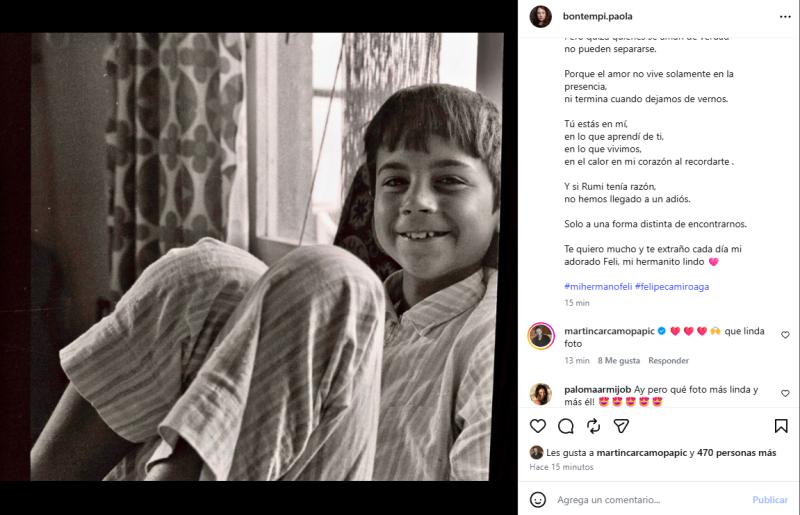Martín Cárcamo reaccionó a la publicación de Paola | Crédito: Instagram Paola Bontempi