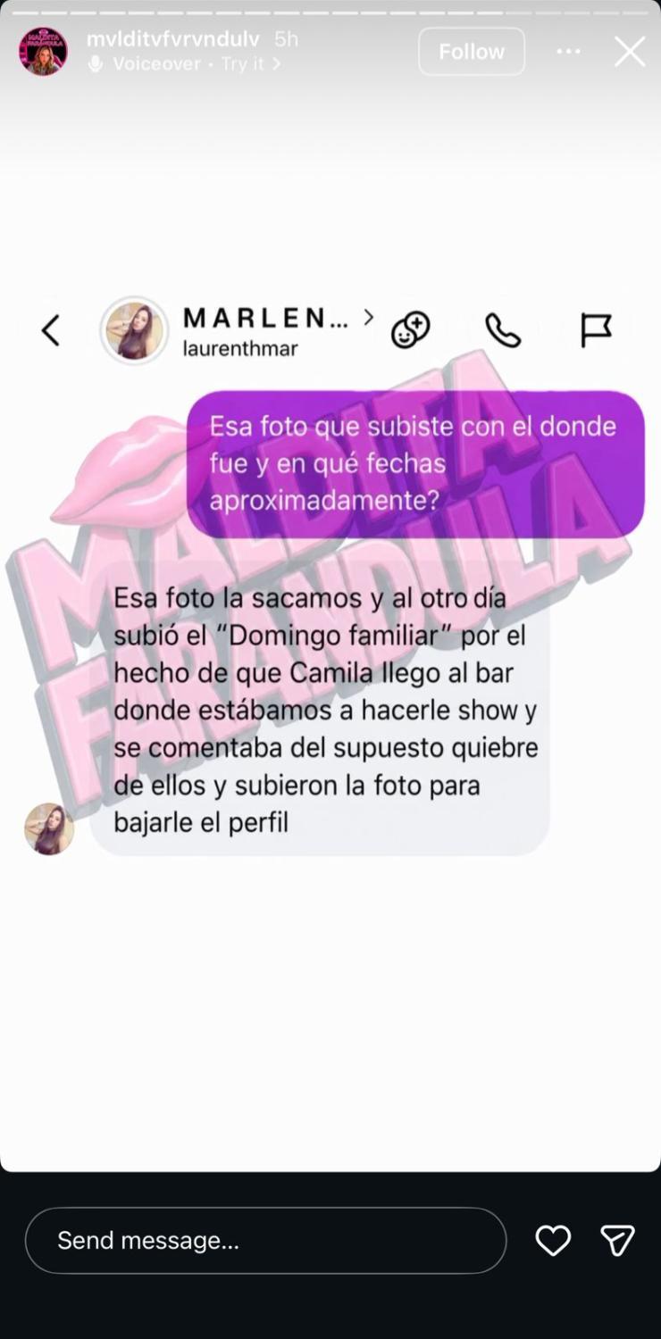La reacción de Camila Sepúlveda y su relación con Jordhy Thompson | Crédito: Instagram Maldita Farándula