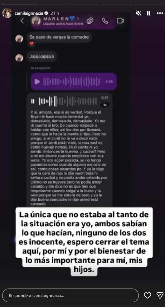 Camila Sepúlveda rompe el silencio tras infidelidad de Jordhy Thompson | Crédito: Instagram Camila Sepúlveda