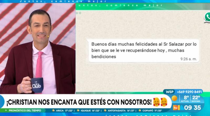 Christian Salazar agradece por los mensajes que ha recibido.