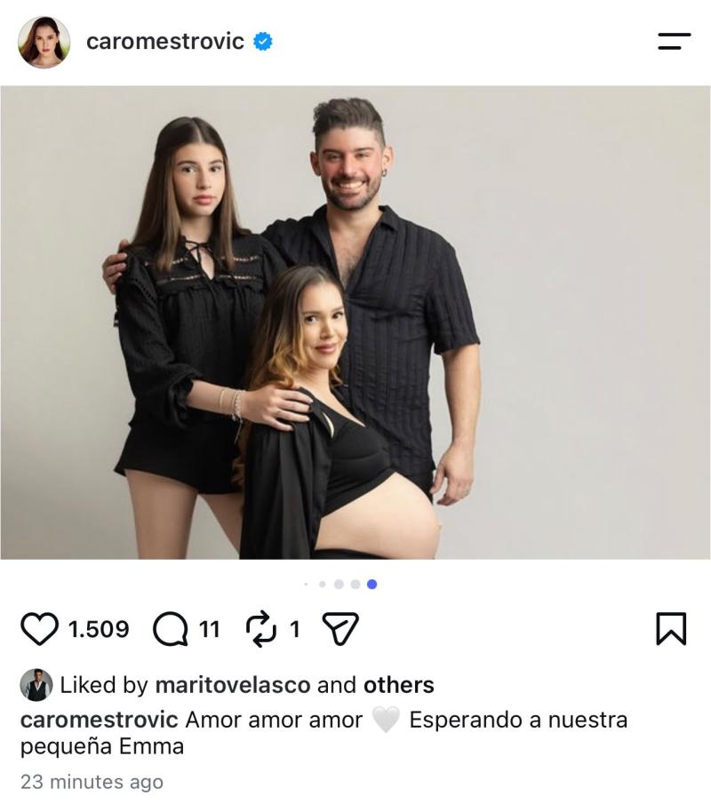 Las fotos que subió Carolina Mestrovic y la reacción de Mario Velasco | Crédito: Instagram Carolina Mestrovic