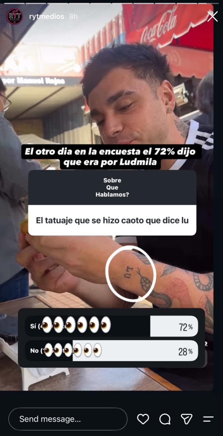 Kaoto con supuesto tatuaje en honor a Ludmila | Crédito Instagram @rytmedios