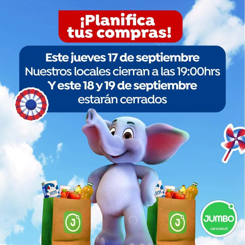 Horarios de cierre de Jumbo en Fiestas Patrias - Créditos: Jumbo