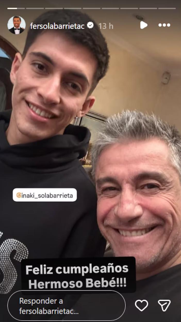 Fernando Solabarrieta saluda a su hijo por su cumpleaños | Crédito: Instagram @fersolabarrietac