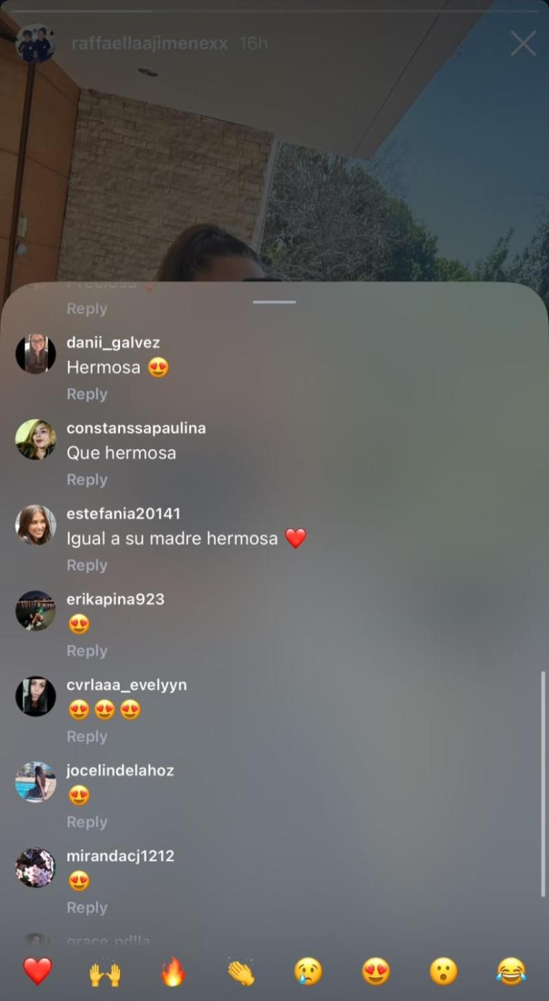 Comentarios en publicación de Raffaella | Crédito: Instagram @raffaellaajimenexx
