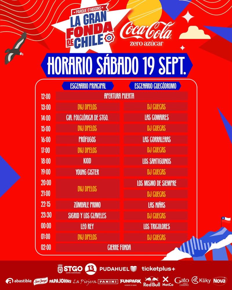 Programación completa de hoy - Instagram @lagranfondadechile