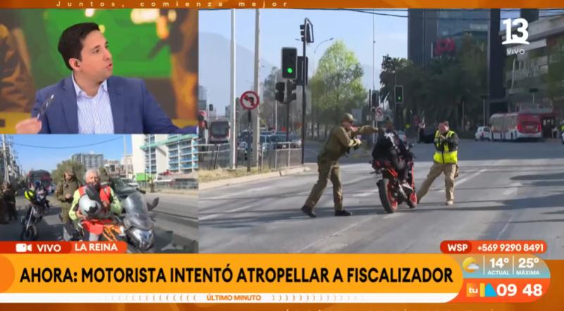 La Reina: motociclista intentó atropellar a fiscalizador.