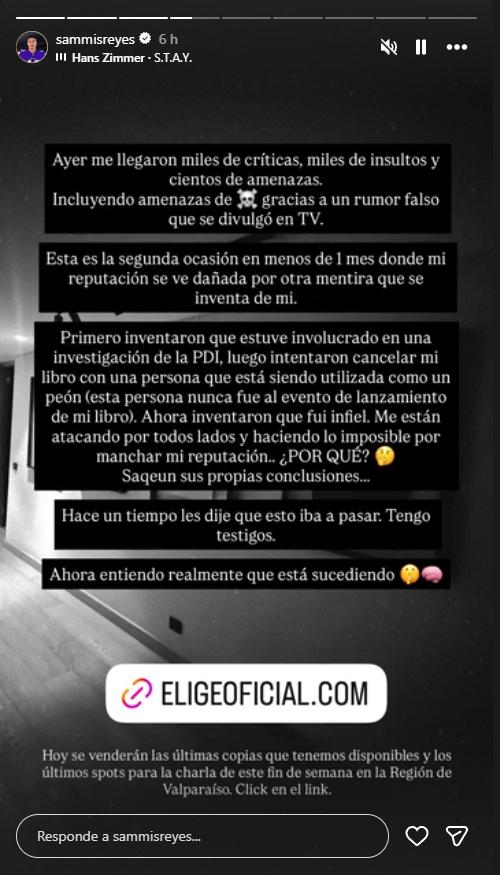 El duro descargo de Sammis Reyes | Crédito: Instagram @sammisreyes
