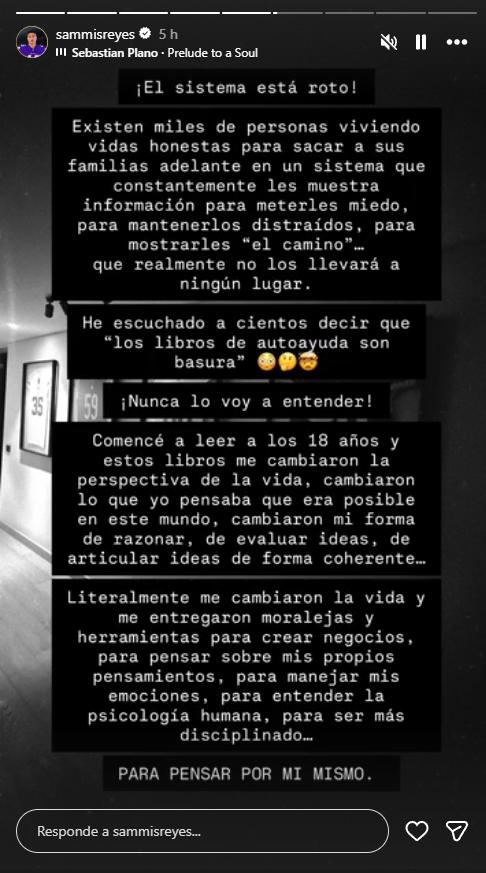 El duro descargo de Sammis Reyes | Crédito: Instagram @sammisreyes