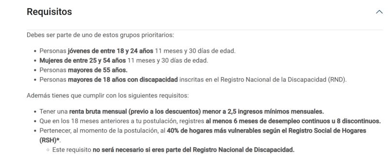 Requisitos Subsidio Unificado al Empleo - Captura de Ventanilla Única Social