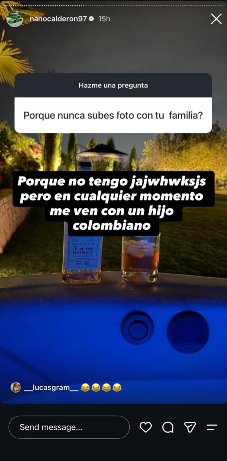 Nano Calderón reveló cómo se encuentra su relación familiar | Crédito: Instagram @nanocalderon97
