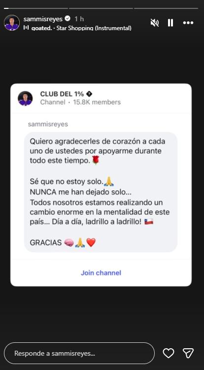 El mensaje de Sammis en medio de la polémica | Crédito: Instagram @sammisreyes