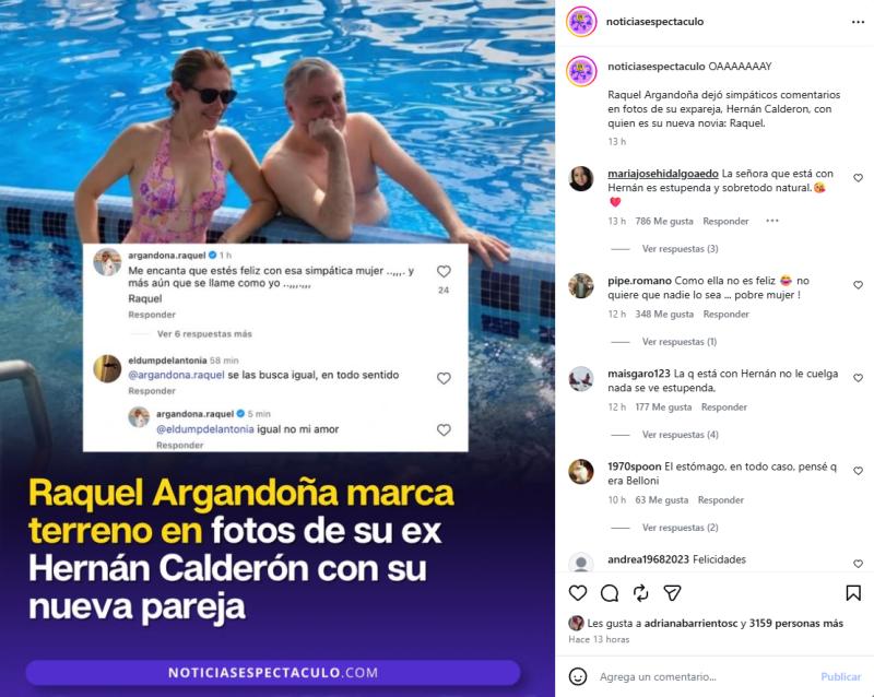 Raquel Argandoña deja mensaje a su ex Hernán Calderón y su nueva pareja | Crédito: Instagram @noticiasespectaculo