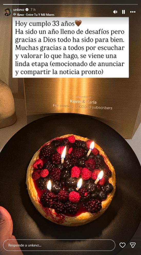 Kevin Vásquez celebró sus 33 años | Crédito: Instagram @unkevz