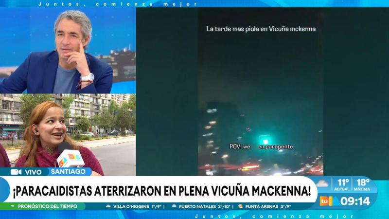 Paracaidistas aterrizaron en plena Vicuña Mackenna