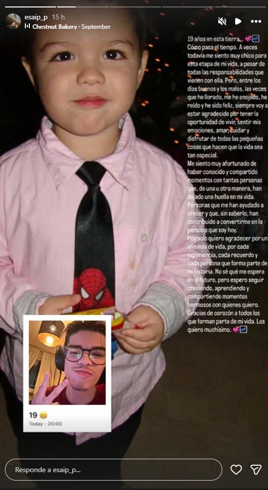 Esai Méndez comparte reflexión por su cumpleaños | Crédito: Instagram @esaip_p