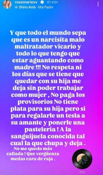 Las publicaciones de Rosemarie Dietz contra el padre de su hija | Crédito: Instagram @rosemariesv