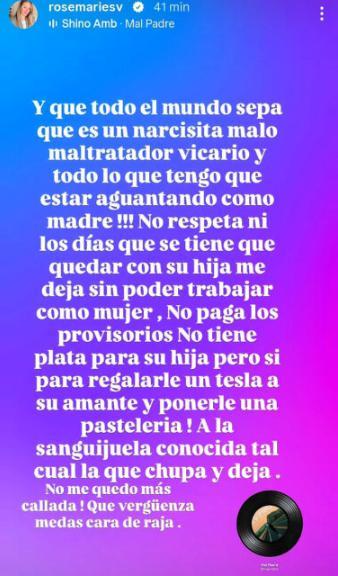 Las publicaciones de Rosemarie Dietz contra el padre de su hija | Crédito: Instagram @rosemariesv
