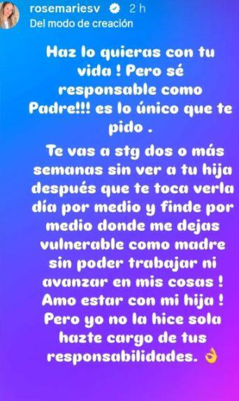 Las publicaciones de Rosemarie Dietz contra el padre de su hija | Crédito: Instagram @rosemariesv