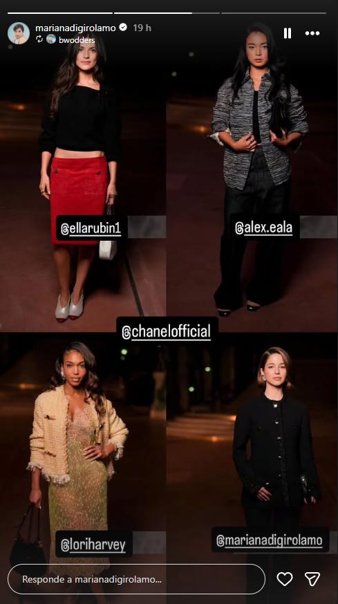 Mariana Di Girolamo también estuvo presente en desfile de Chanel en Paris Fashion Week | Crédito: Instagram @marianadigitolamo