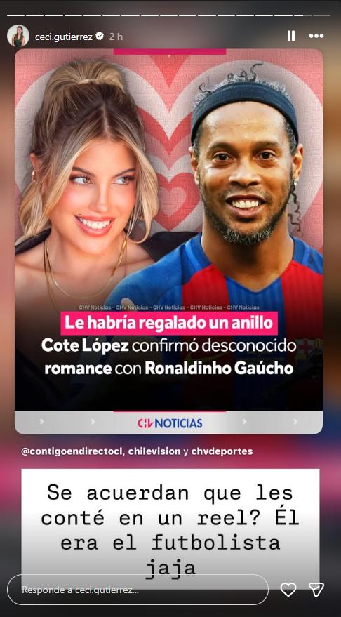 Cecilia Gutiérrez recuerda romance de Coté López con Ronaldinho | Crédito: Instagram @ceci.gutierrez