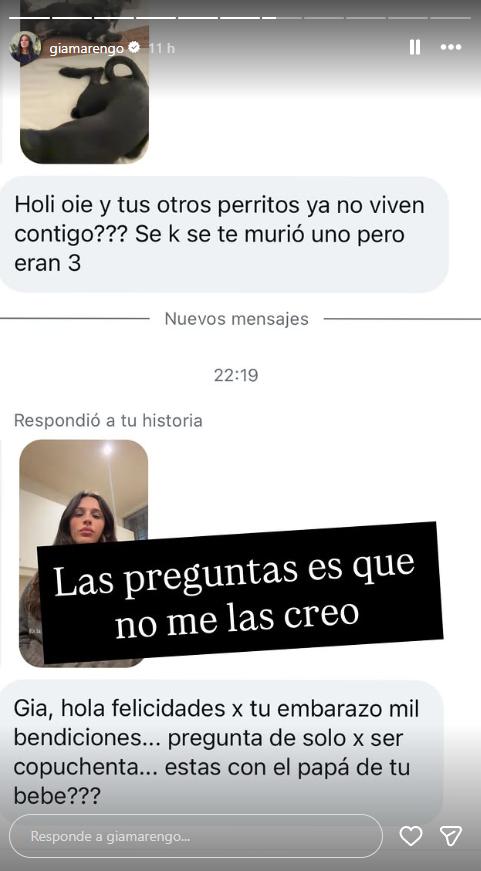 Gianella Marengo expone desubicado comentario sobre la paternidad de su bebé | Crédito: Instagram @giamarengo