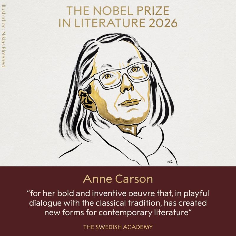 Anne Carson es elegida como Premio Nobel de Literatura 2026 / X