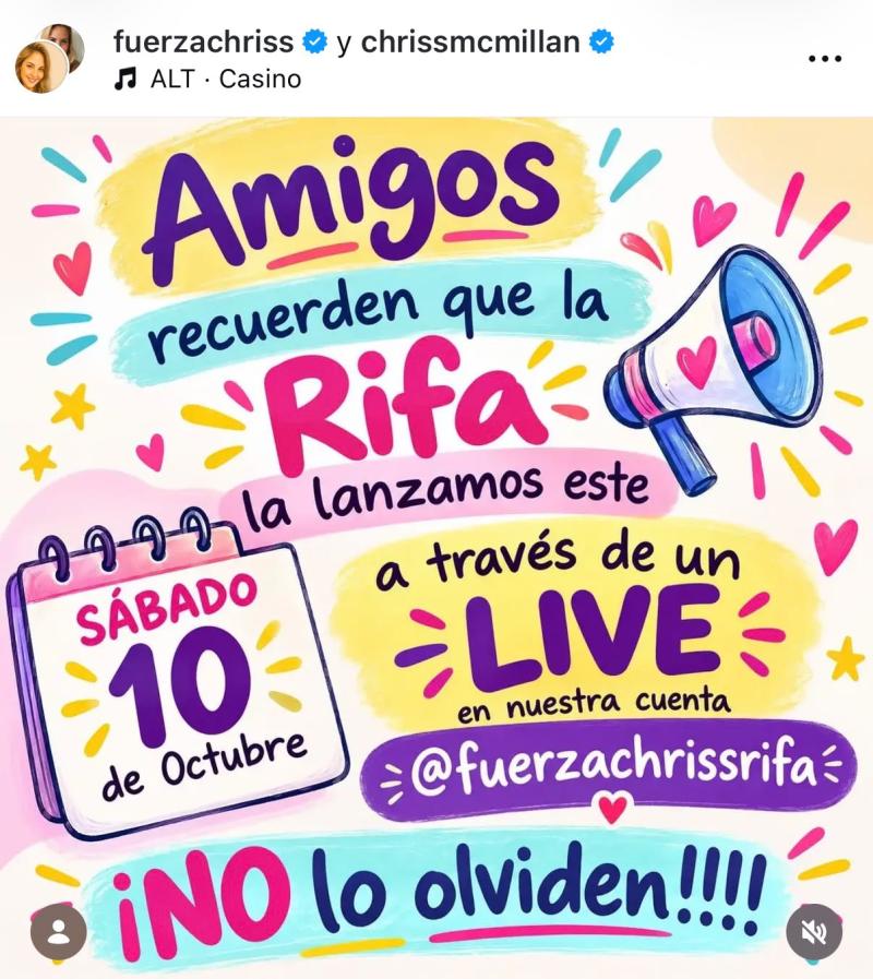 Rifa de Chriss Mc Millan - Instagram