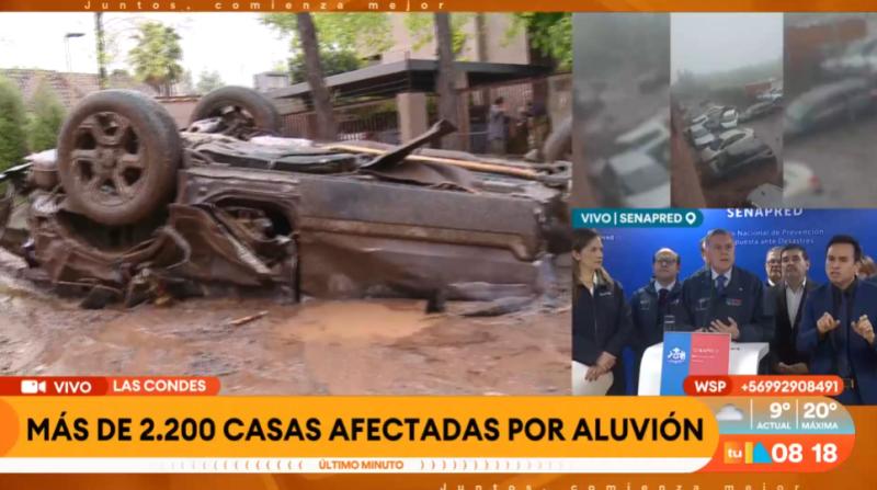 Aluvión en Las Condes: vecino relata cómo rescataron a una mujer de 40 años.