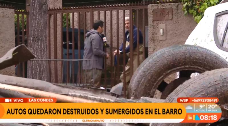 Aluvión en Las Condes: vecino relata cómo rescataron a una mujer de 40 años.
