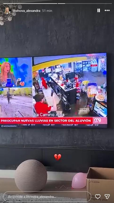 Pareja de Alexis Sánchez reacciona al aluvión en Las Condes | Crédito: Instagram @litvinova_alexandra