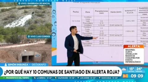 Geógrafo explica qué posibilidad de aluviones existen debido a las intensas lluvias que se presentarán esta semana.