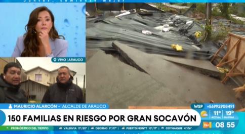 150 familias en riesgo por socavón en Arauco.