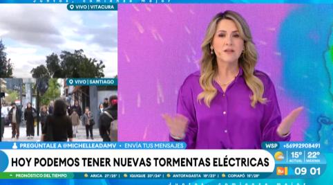 Michelle Adam revela a qué hora vuelven las lluvias en Santiago.