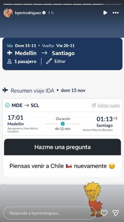 Erika Robayó confirmó su próximo viaje a Chile | Crédito: Instagram @byerirodriguez