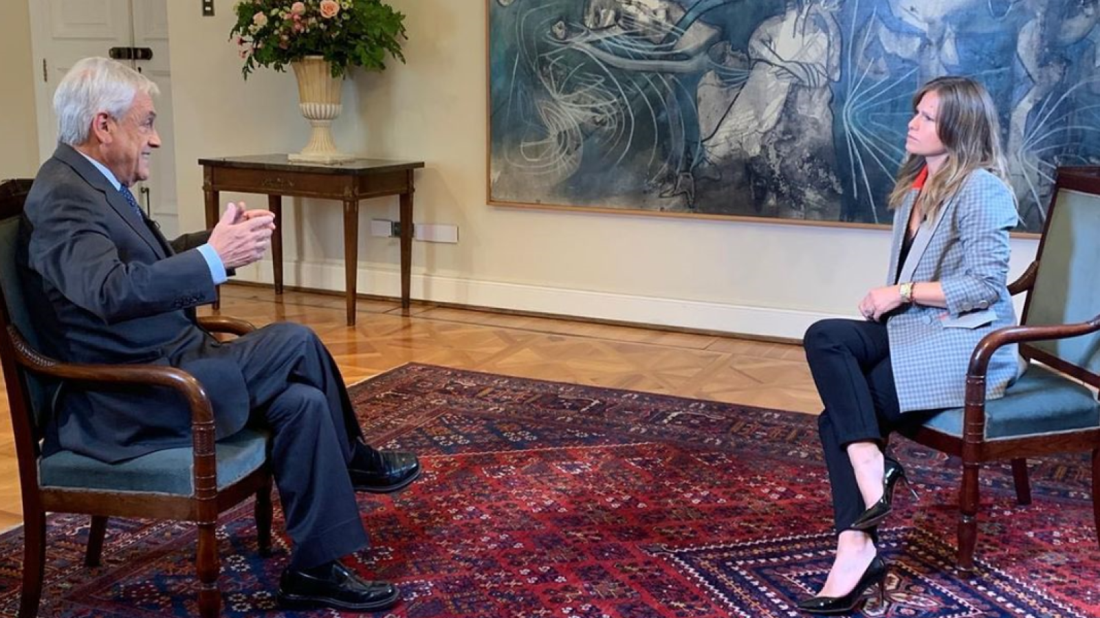 Soledad Onetto entrevistando a Sebastián Piñera - Créditos: Instagram