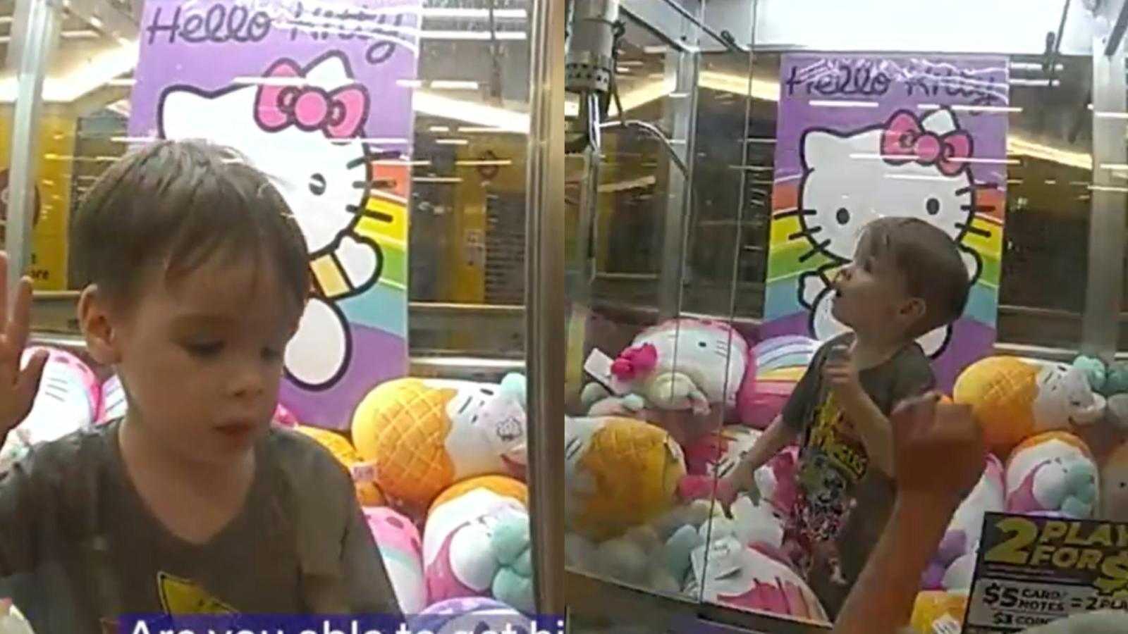 Niño en máquina de peluches - Queensland Police