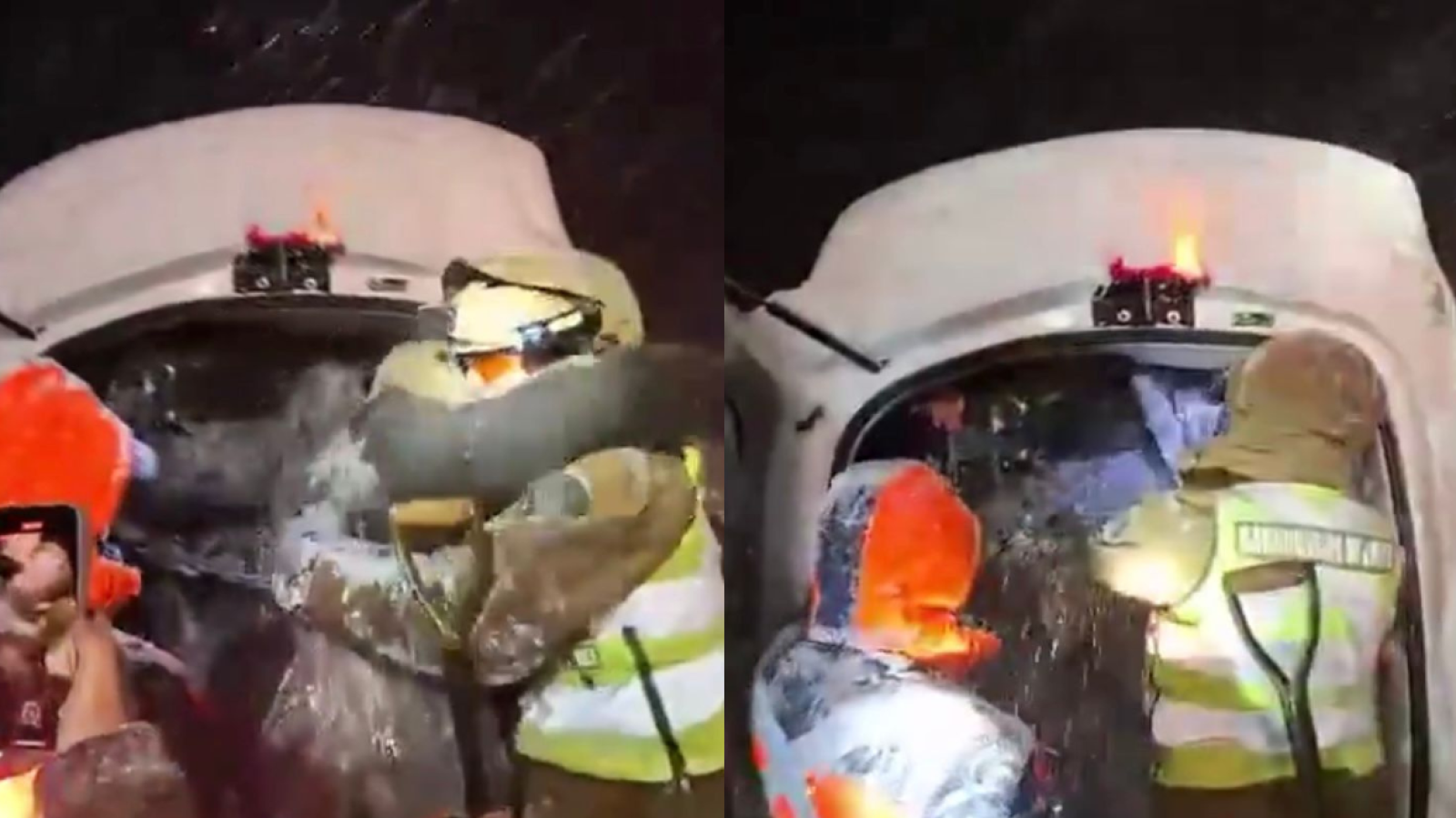 Hombre atrapado en la nieve