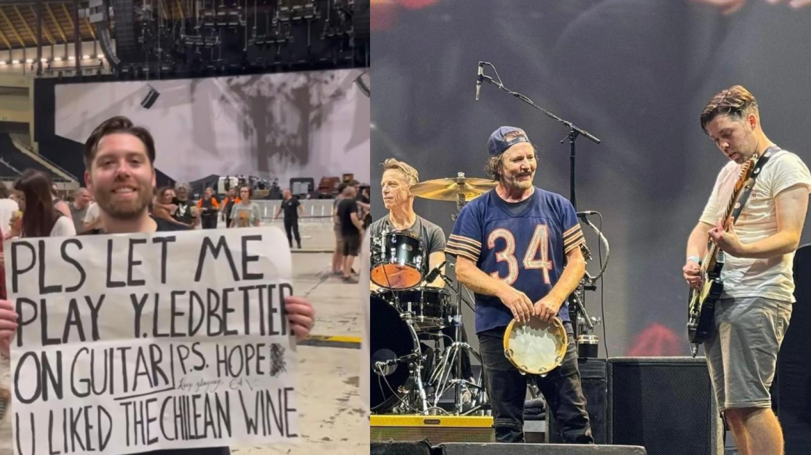 Chileno tocando con Pearl Jam